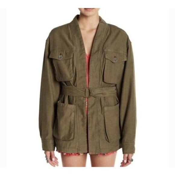 Free People Jackets & Blazers - Free People Size XS In Our Nature Belted Cargo Jacket Olive Green Military